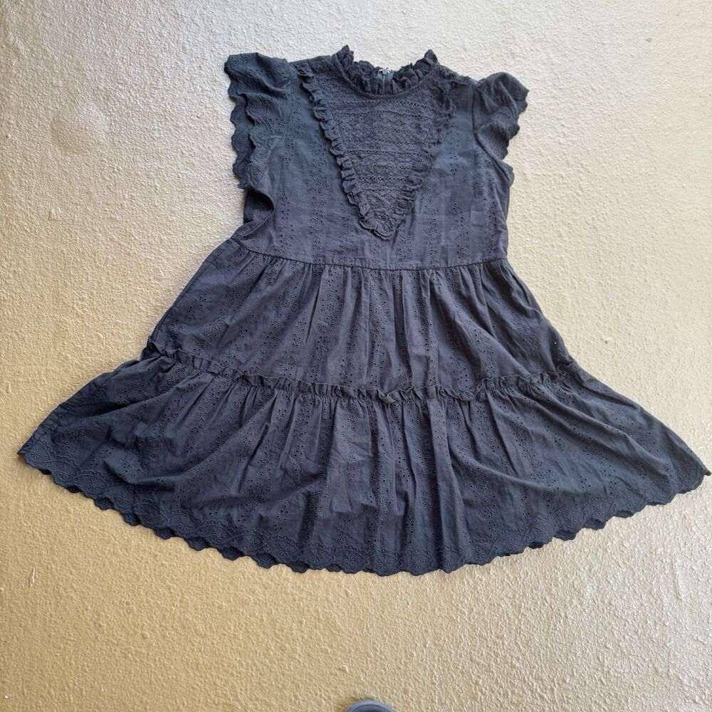 House of Harlow 1960 Revolve Dress Sz  L Black 100% Cotton Boho Quiet Luxury - Picture 10 of 12